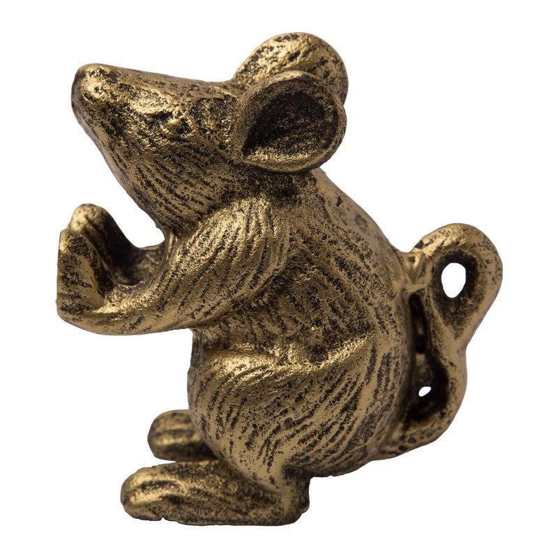 Comfify Cast Iron Mouse Door Stop â€“ 1 Piece â€“ Decorative Rustic Door Holder for Bedroom, Bath, and Exterior Doors â€“ Antique Gold Finish - Image 1